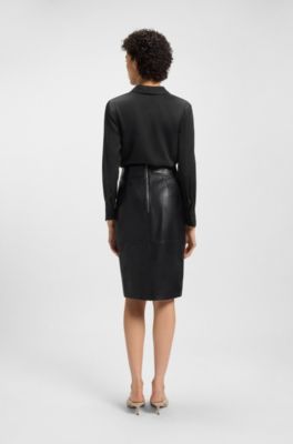 Wrap-front blouse in stretch silk, Black