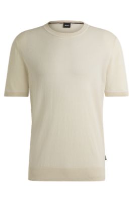 Linen-blend sweatshirt with tipping, White