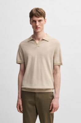 Sweater with Johnny collar, White