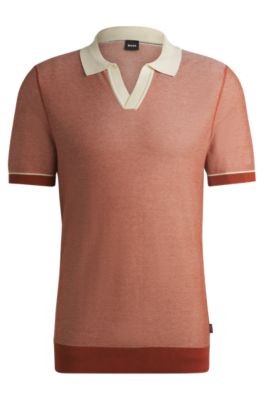 Sweater with Johnny collar, Dark Orange