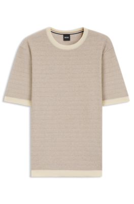 BOSS - Relaxed-fit jacquard-knit T-shirt - White