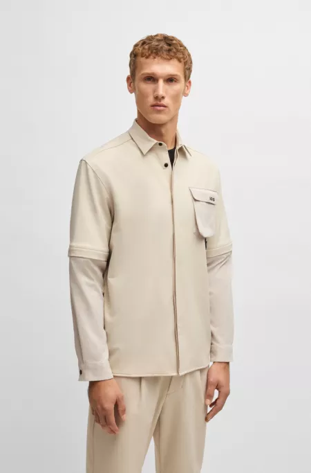 Relaxed-fit shirt with zip-off sleeves