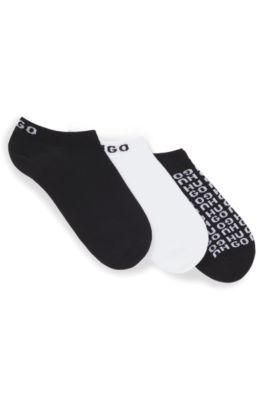Three-pack of ankle socks with contrast logos, Black