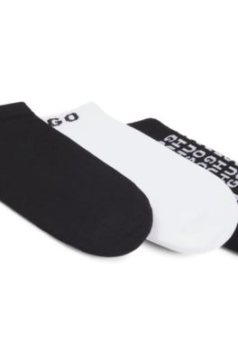Three-pack of ankle socks with contrast logos, Black