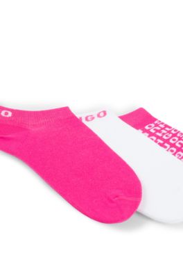 Three-pack of ankle socks with contrast logos, Pink