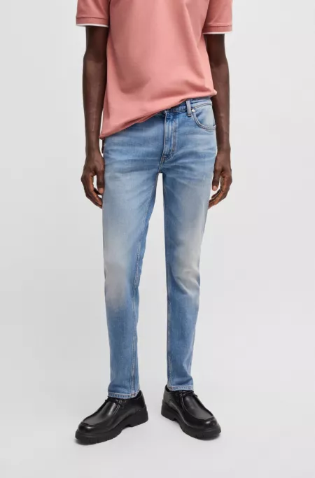 Extra-slim-fit jeans in bright-blue comfort-stretch denim