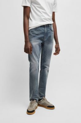 Jean Slim en denim stretch gris-bleu confortable, Bleu