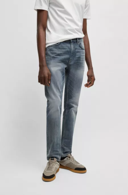 Slim-fit jeans in gray-blue comfort-stretch denim