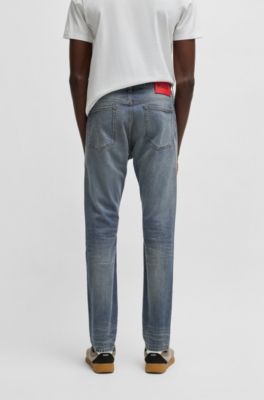Jean Slim en denim stretch gris-bleu confortable, Bleu