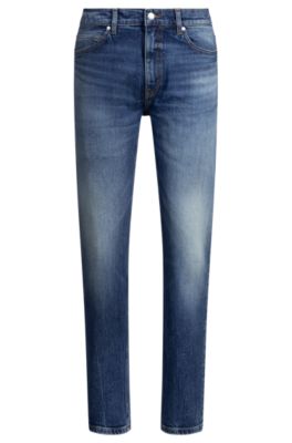 Slim-fit jeans in dark-blue comfort-stretch denim, Blue