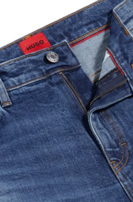 Slim-fit jeans in dark-blue comfort-stretch denim, Blue
