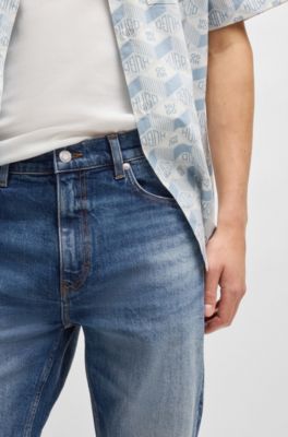 Slim-fit jeans in dark-blue comfort-stretch denim, Blue