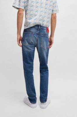 Slim-fit jeans in dark-blue comfort-stretch denim, Blue