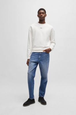 Relaxed tapered-fit jeans in blue vintage-wash denim, Blue