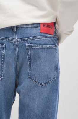 Relaxed tapered-fit jeans in blue vintage-wash denim, Blue