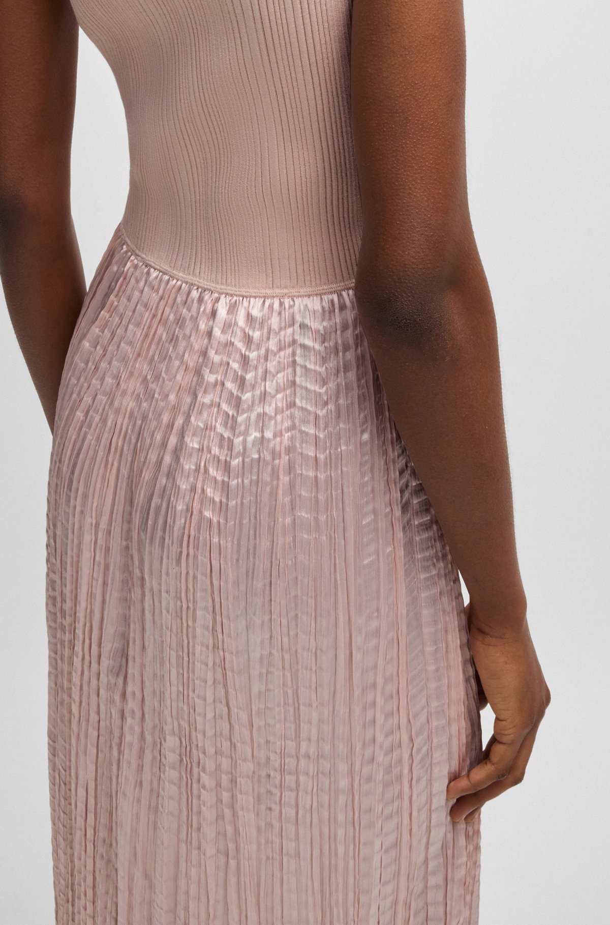 BOSS - Knitted dress with lustrous structured skirt - light pink BOSS - Knitted dress with lustrous structured skirt - light pink