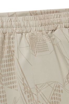 Active patterned shorts in four-way stretch fabric, Light Beige