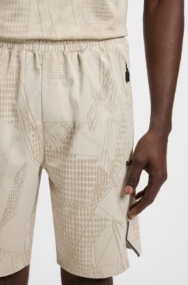 Active patterned shorts in four-way stretch fabric, Light Beige
