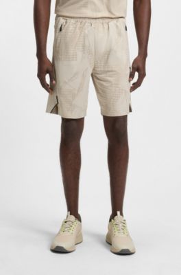 Active patterned shorts in four-way stretch fabric, Light Beige