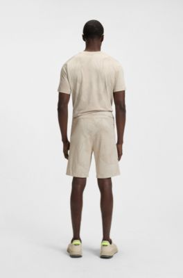Active patterned shorts in four-way stretch fabric, Light Beige