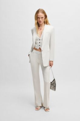 Slim-fit trousers in shimmer fabric, White