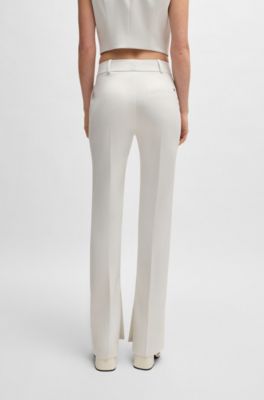 Slim-fit trousers in shimmer fabric, White