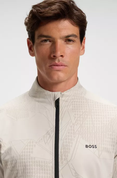 Active zip-up sweatshirt with dynamic jacquard pattern