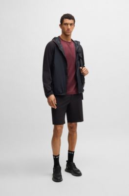 Active jacquard-pattern T-shirt with moisture management, Red