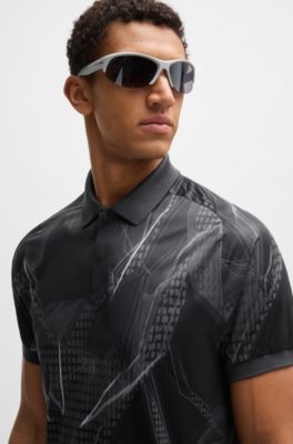 Active Paddy graphic-print polo shirt, Black