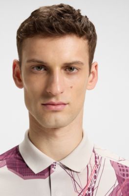 Active Paddy graphic-print polo shirt, Light Beige