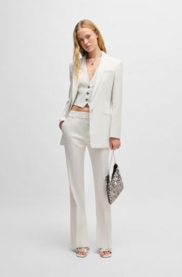 Chaleco regular fit en tejido brillante, Blanco