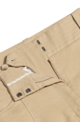 Relaxed-fit trousers in stretch-cotton twill, Beige