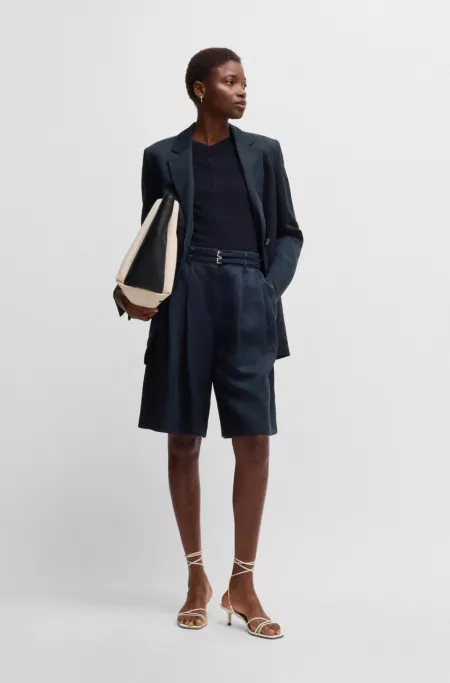 Relaxed-fit belted culottes with wide leg
