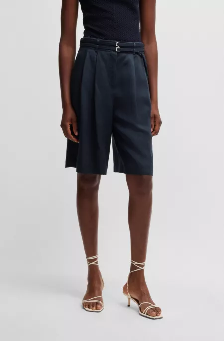 Relaxed-fit belted culottes with wide leg