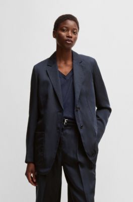 Blazer relaxed fit con cierre de dos botones, Azul oscuro