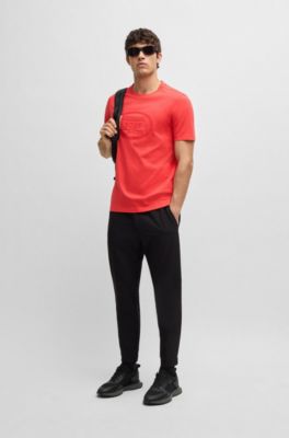 Cotton-jersey T-shirt with golf artwork and logo, Light Red