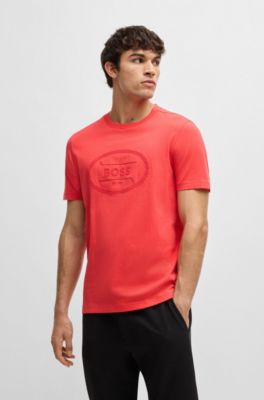 Cotton-jersey T-shirt with golf artwork and logo, Light Red