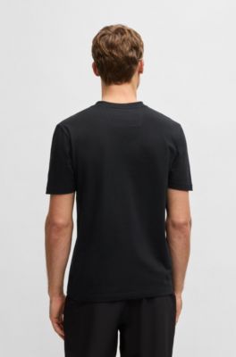 Cotton-jersey T-shirt with logo print, Black