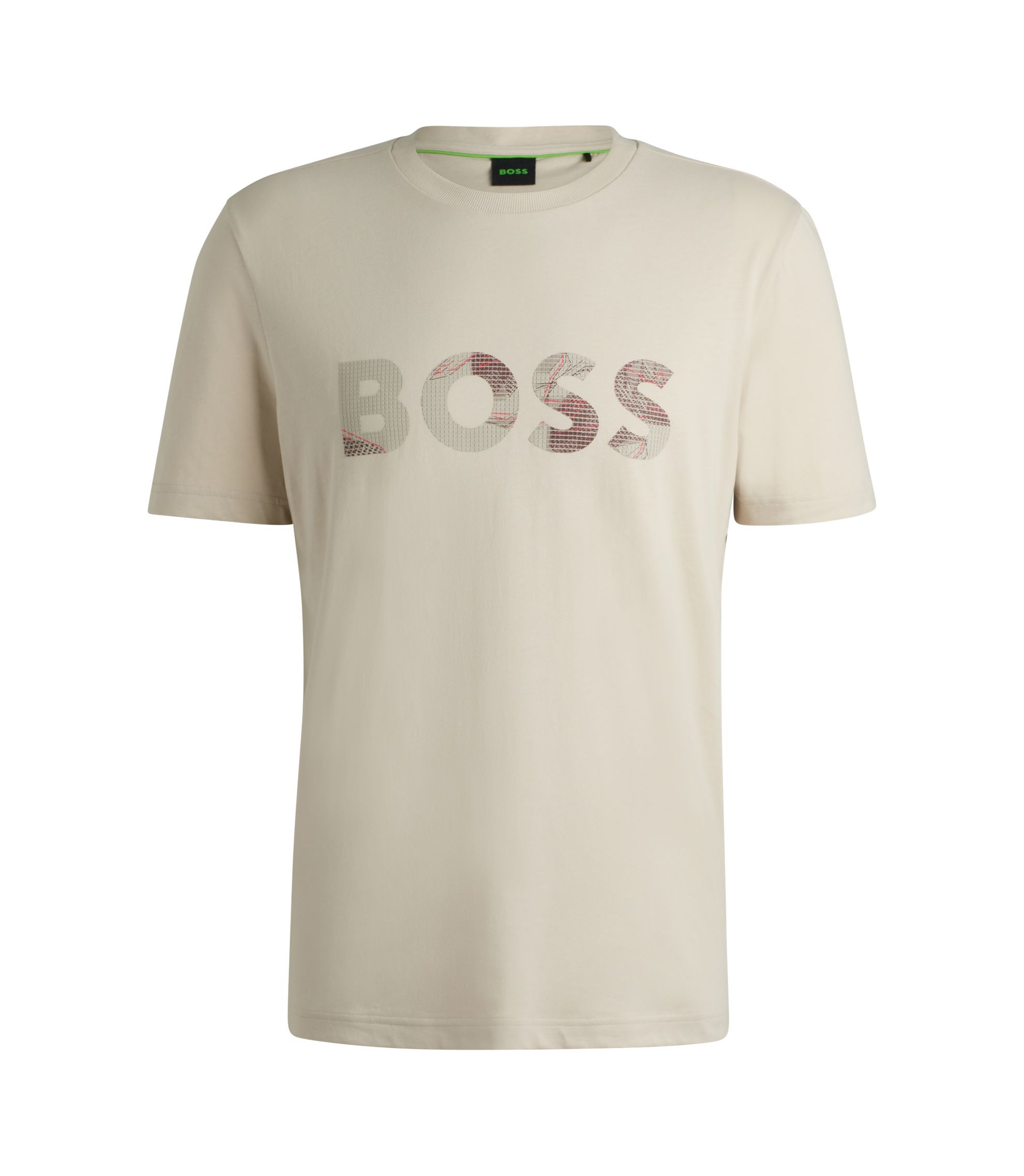HUGO BOSS ロゴプリント 半袖Tシャツ ベージュ BOSS - Cotton-jersey T-shirt with logo print - Light Beige