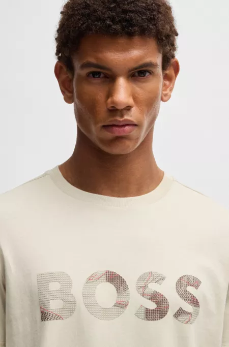 Cotton-jersey T-shirt with logo print