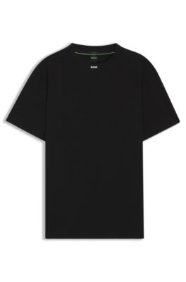 BOSS - Stretch-cotton T-shirt with logo collar - Black