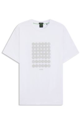 Interlock-cotton T-shirt with circle artwork, White