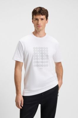 Interlock-cotton T-shirt with circle artwork, White
