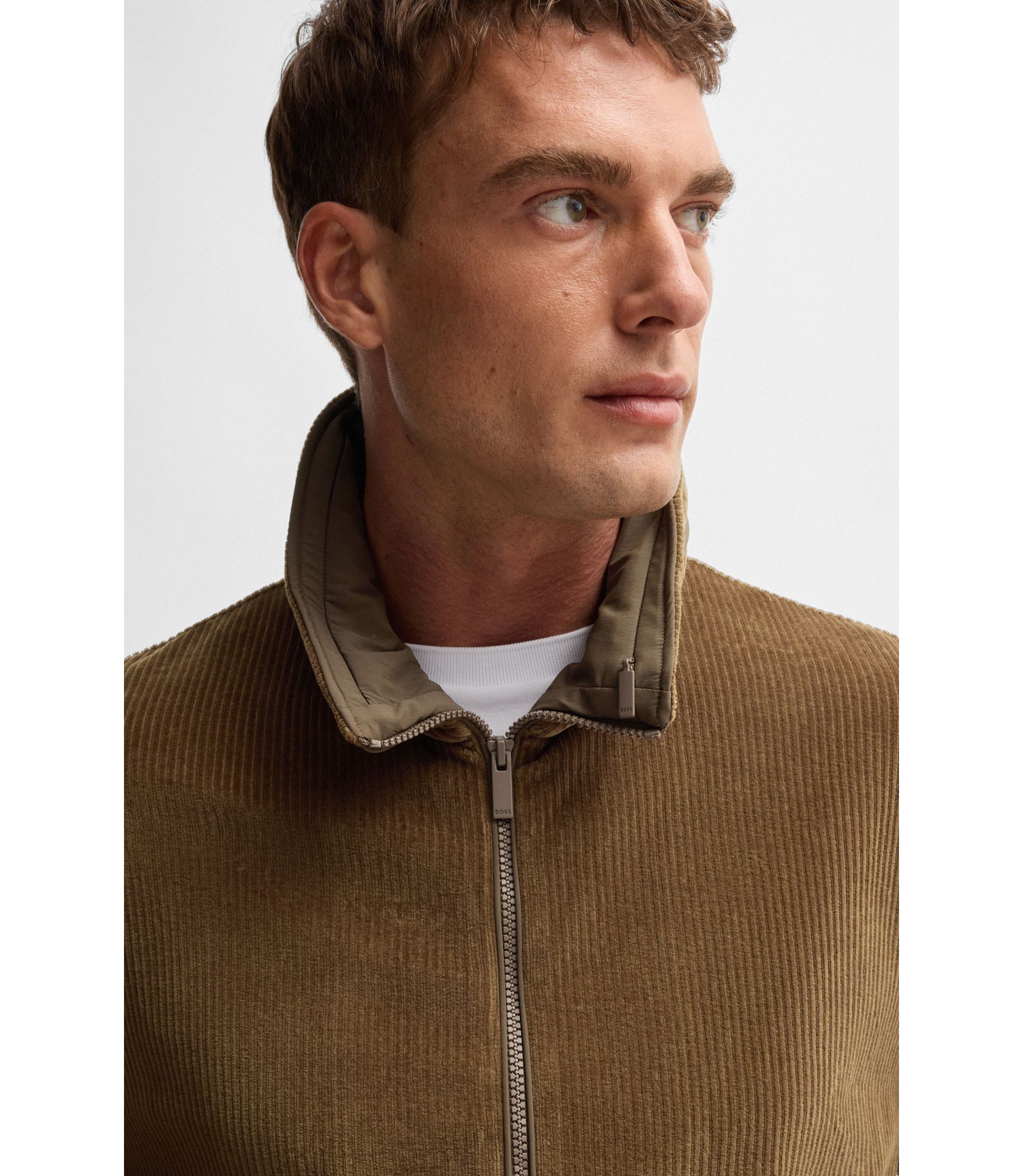 BOSS - BOSS SELECTED BY BECKHAM stretch-corduroy jacket - Light Green