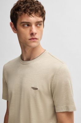 BOSS x ASTON MARTIN T-shirt in cotton, linen and silk, Light Beige