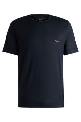 Camiseta BOSS x ASTON MARTIN de algod&oacute;n, lino y seda, Azul oscuro