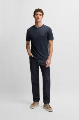 Camiseta BOSS x ASTON MARTIN de algod&oacute;n, lino y seda, Azul oscuro