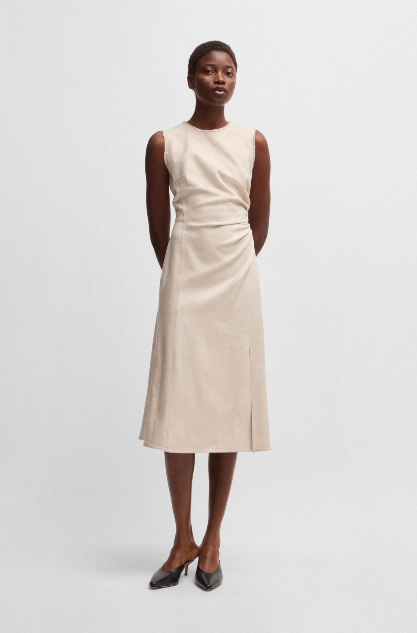 Hugo Boss■ヒューゴボス■Melange dress BOSS - Melange dress with frayed and gathered details