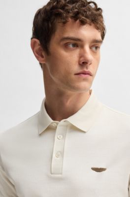 Polo BOSS x ASTON MARTIN de seda y algod&oacute;n con jacquard en degradado, Blanco