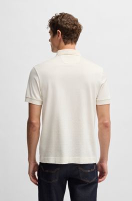 Polo BOSS x ASTON MARTIN de seda y algod&oacute;n con jacquard en degradado, Blanco